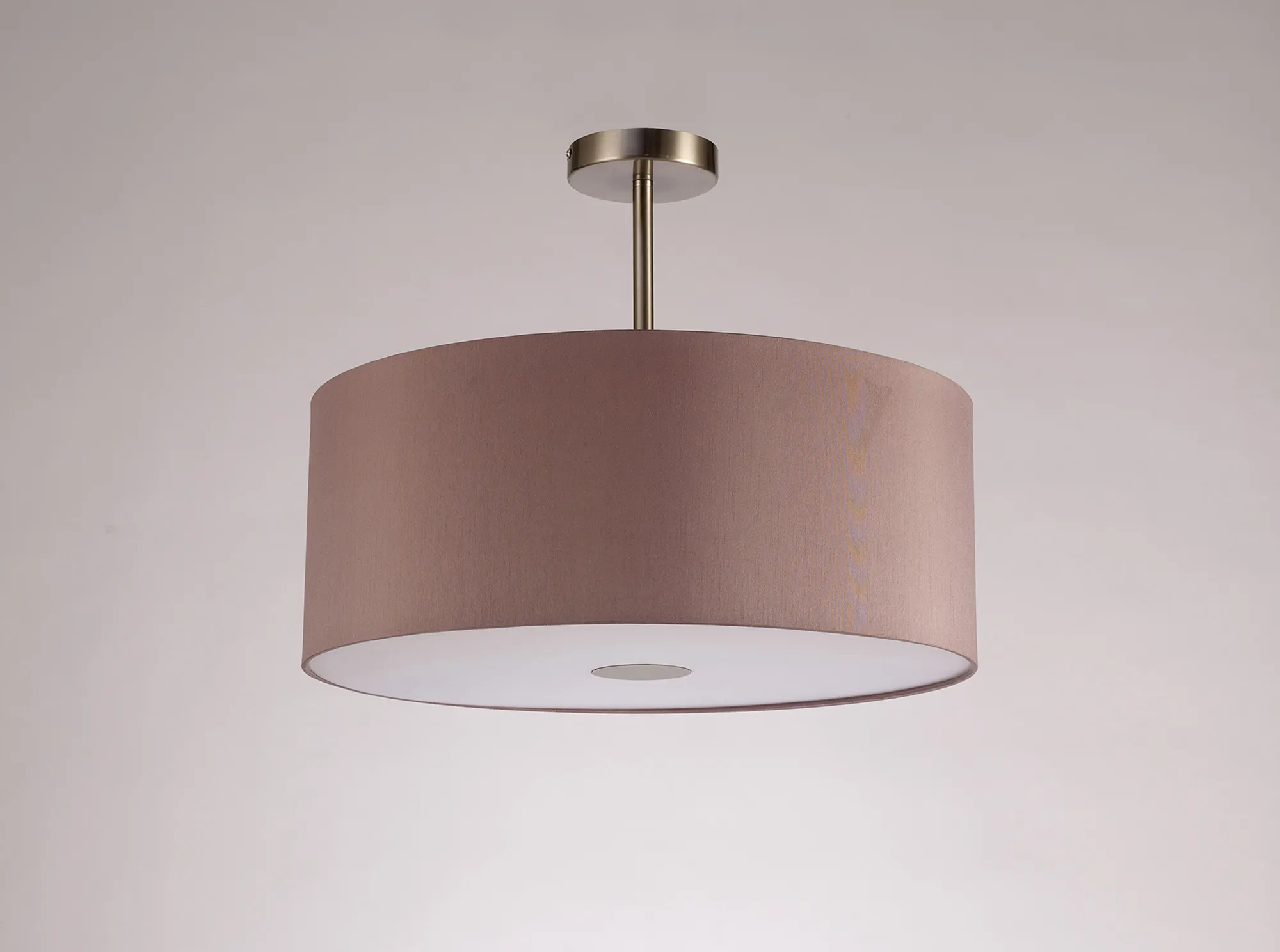 Baymont 50cm Semi Flush 1 Light Satin Nickel, Taupe/Halo Gold, Frosted Diffuser DK0265  Deco Baymont SN TA